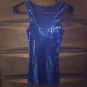 Express XS blue sequined tshirt